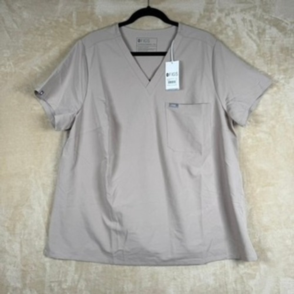 FIGS Catarina One-Pocket Scrub Top Technical Collection Tan Beige 3XL